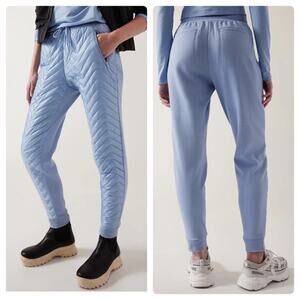NEW Size 12 Athleta Après Ski Heron Blue Relaxed Quilted Mid Rise Jogger Pant
